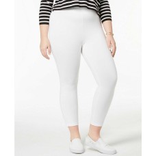 HUE Plus Size Cotton Capri Leggings (White, 2X)