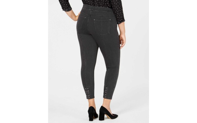 Plus Size Lace-Up Microsuede Skimmer Leggings (Dark Gray, 3X)