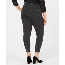HUE Plus Size Lace-Up Microsuede Skimmer Leggings (Graphite Wash, 2X)