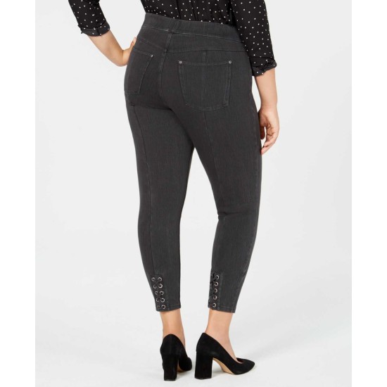  Plus Size Lace-Up Microsuede Skimmer Leggings (Graphite Wash, 2X)