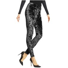 HUE Women’s Crushed Velvet Leggings (Black, S)