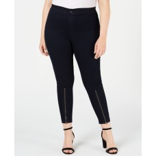 Hue Women’s Extreme Zip Hem Denim Leggings (Blue, Medium)