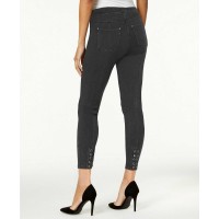 HUE Women's Original Denim Laced-Up Skimmer Leggings, Dark Gray, X-Small