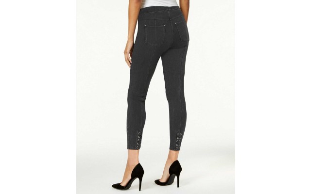  Women's Original Denim Laced-Up Skimmer Leggings, Dark Gray, X-Small