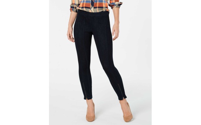  Women’s Seamed Zip Skimmer Leggings, Navy, X-Small