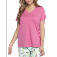 Hue Women’s V-Neck Sleep T-Shirt (Camellia Rose, Medium)