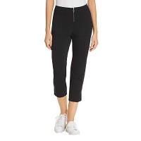 HUE Zip High-Waist Capri Leggings (Black, S)
