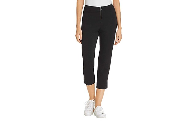 Zip High-Waist Capri Leggings (Black, S)