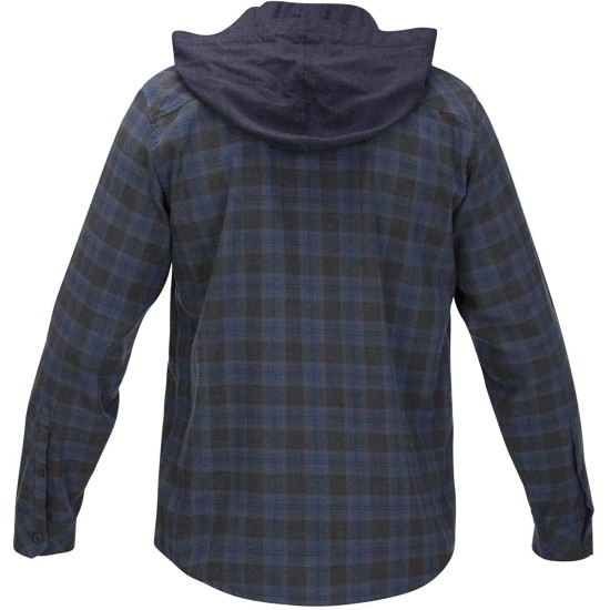  Men’s Crowley Washed Hooded Long Sleeve Shirt (Blue, XXL)
