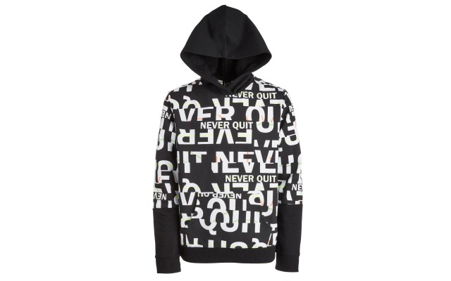  Big Boys Never Quit Layered-Look Hoodie (Black, XL)