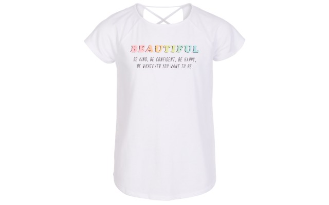  Big Girls Graphic-Print Cross-Back T-Shirts, White, X-Large