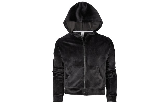  Big Girls Velour Zip-Up Hoodie Sweatshirts, Black, Small