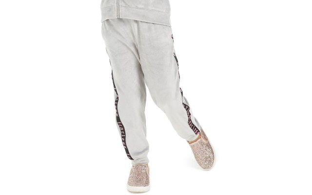  Little Girls Side-Taped Velour Sweatpants, Gray, 2T