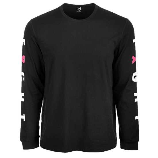  Men’s Breast Cancer Awareness Graphic Long-Sleeve T-Shirt (Black, XL)