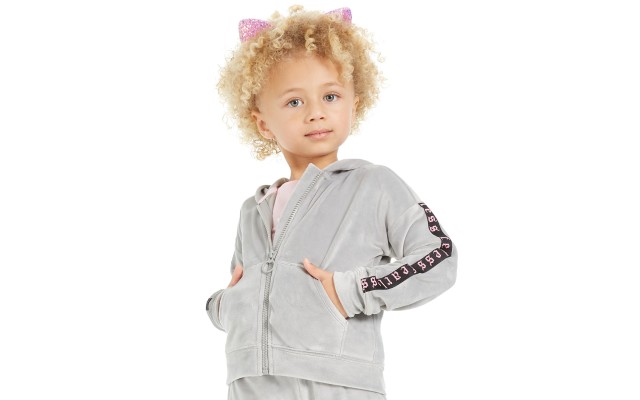  Toddler Girls Velour Zip-Up Hoodie Sweatshirt, Gray, 3T