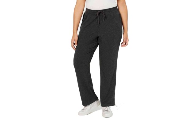  Women's Plus Size High-Rise Side-Snap Sweatpants, Black, 1X