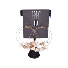 INC Gold-Tone Marble Beads Double Circle Hoop Earrings (Gold)