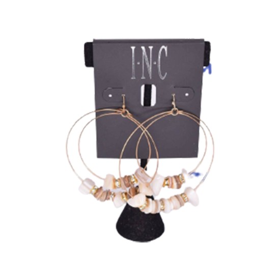 INC Gold-Tone Marble Beads Double Circle Hoop Earrings (Gold)