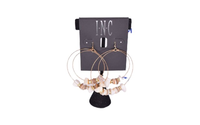 INC Gold-Tone Marble Beads Double Circle Hoop Earrings (Gold)