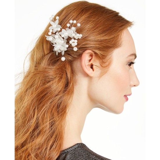  3-Pc. Silver-Tone Imitation-Pearl Flower Hair Pin Set