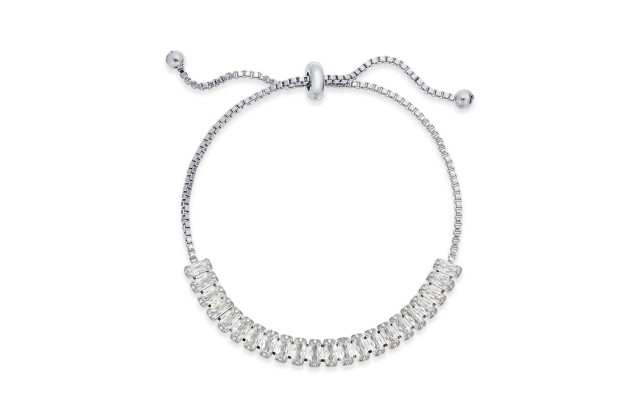  Baguette-Crystal Slider Bracelets, Silver