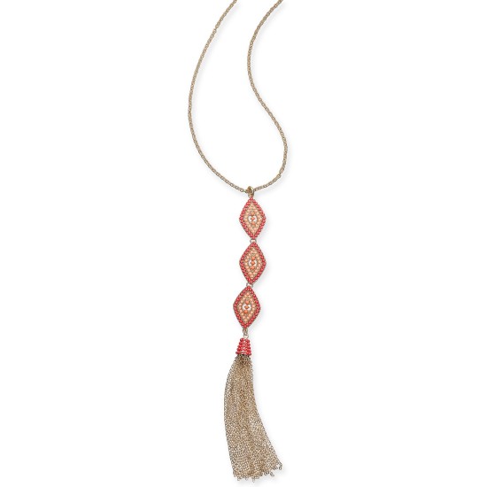  Bead & Chain Tassel Pendant Necklace (26+3)
