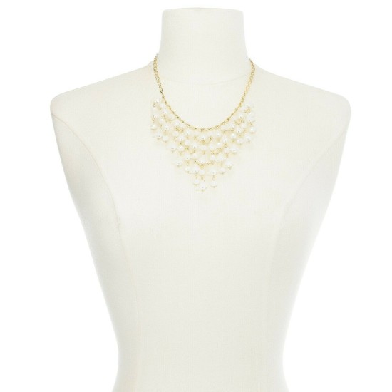  Bead & Imitation Pearl Shaky Flower Statement Necklace
