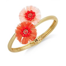 INC International Concepts Beaded Fringe Flower Bypass Hinge Bracelet (Gold)