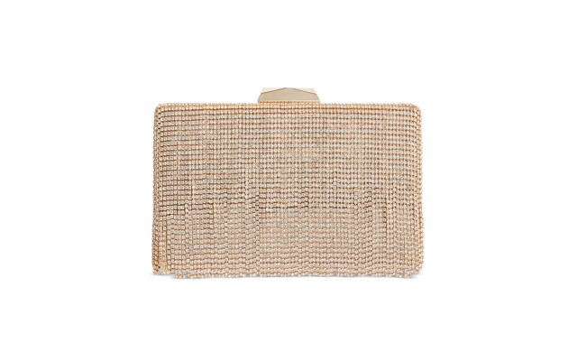 Bertha Crystal Fringe Clutch, Gold