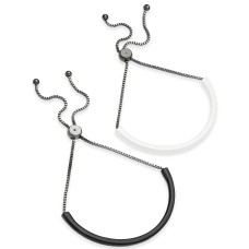 INC International Concepts Black-Tone 2-Pc. Set Enamel Tube Bolo Bracelets