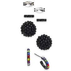 INC International Concepts Black-Tone 3-Pc. Set Crystal & Bead Stud Earrings