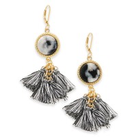 INC International Concepts Black Tortoise-Look Multi-Tassel Drop Earrings