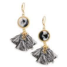 INC International Concepts Black Tortoise-Look Multi-Tassel Drop Earrings