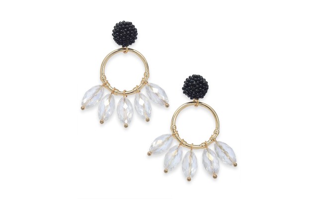  Circle & Shaky Bead Drop Earrings