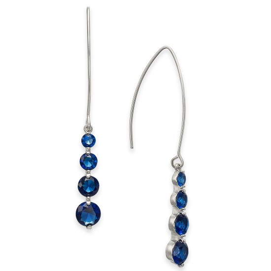  Crystal Graduated Threader Earrings (Blue)