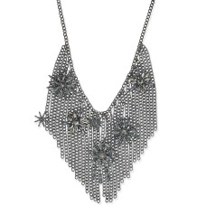 INC International Concepts Crystal Starburst Fringe Statement Necklace (Silver)