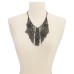  Crystal Starburst Fringe Statement Necklace (Silver)