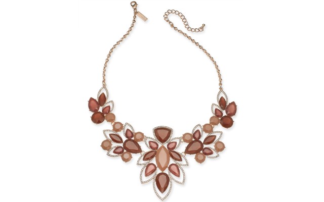  Crystal & Stone Statement Necklace (Purple)