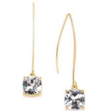 INC International Concepts Cubic Zirconia Square Linear Drop Earrings (Gold)
