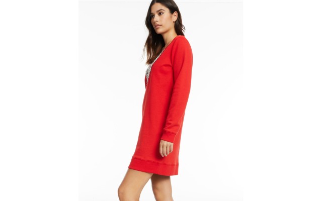  CULPOS x INC Embellished V-Neck Sweater Dress, True Red, X-Small