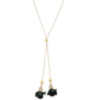 INC International Concepts  Fabric-Flower 37″ Lariat Necklace, Green