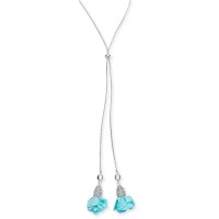 INC International Concepts  Fabric-Flower 37″ Lariat Necklaces, Blue