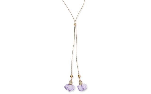   Fabric-Flower 37″ Lariat Necklaces, Purple