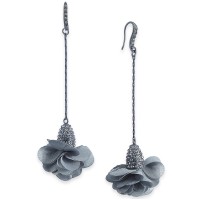INC International Concepts Fabric-Flower Drop Earrings, Gray