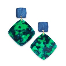 INC International Concepts Geometric Drop Earrings (Dark Green)