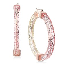 INC International Concepts Glitter Hoop Earrings (Pink/gold)