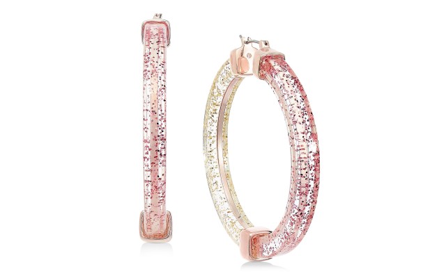  Glitter Hoop Earrings (Pink/gold)