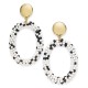  Gold-  Black & White Bead Oval Drop Earrings
