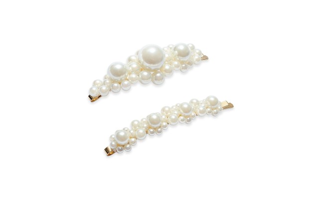  Gold-Tone 2-Pc. Set Imitation Pearl Flower Bobby Pins, Yellow