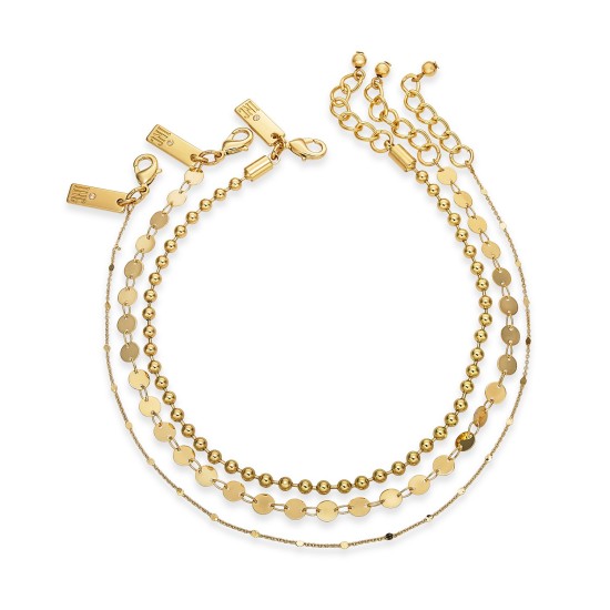  Gold-Tone 3-Pc. Set Chain Anklets